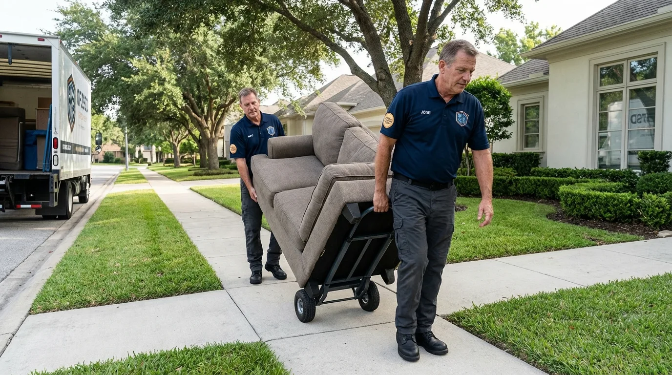 Local residential moving crew loading furniture in North Andover, MA